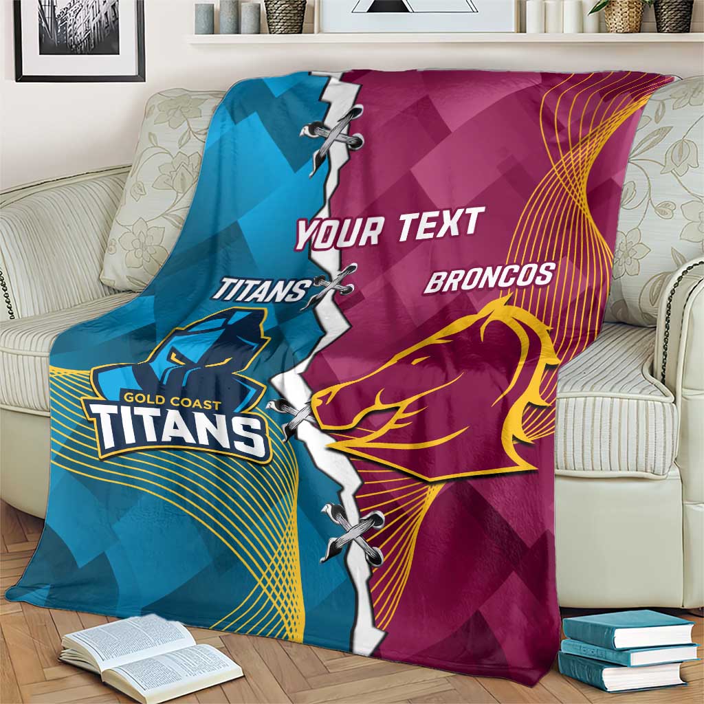 Custom Broncos And Titans Rugby 2024 Blanket Dynamic Style