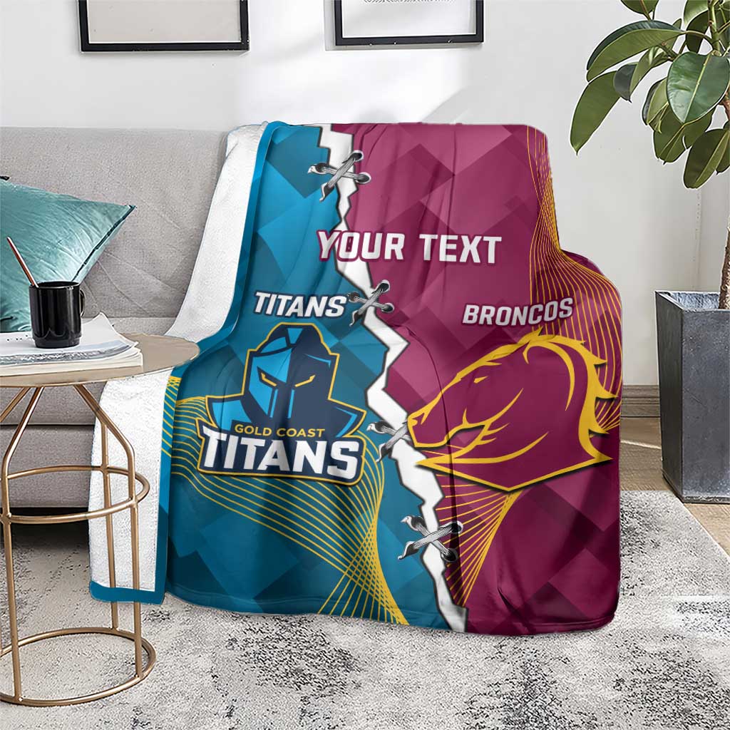 Custom Broncos And Titans Rugby 2024 Blanket Dynamic Style