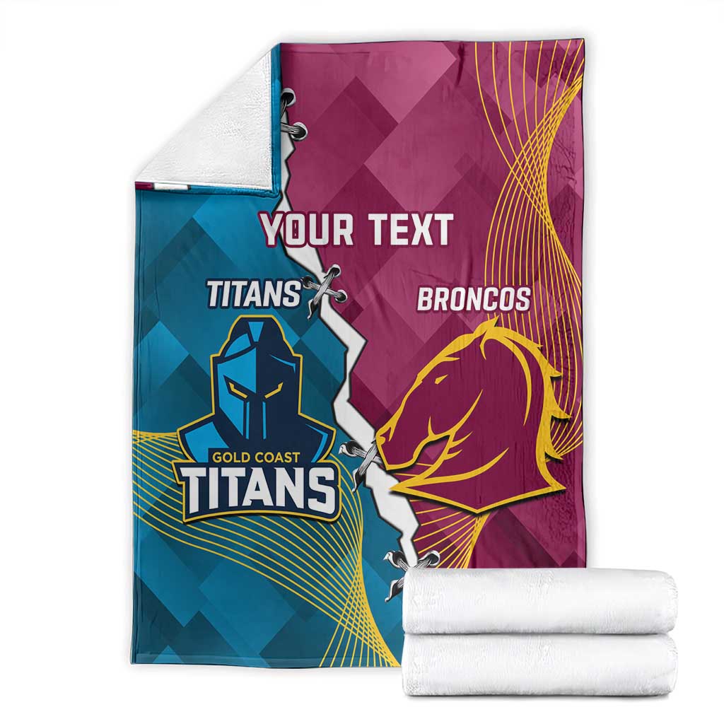 Custom Broncos And Titans Rugby 2024 Blanket Dynamic Style