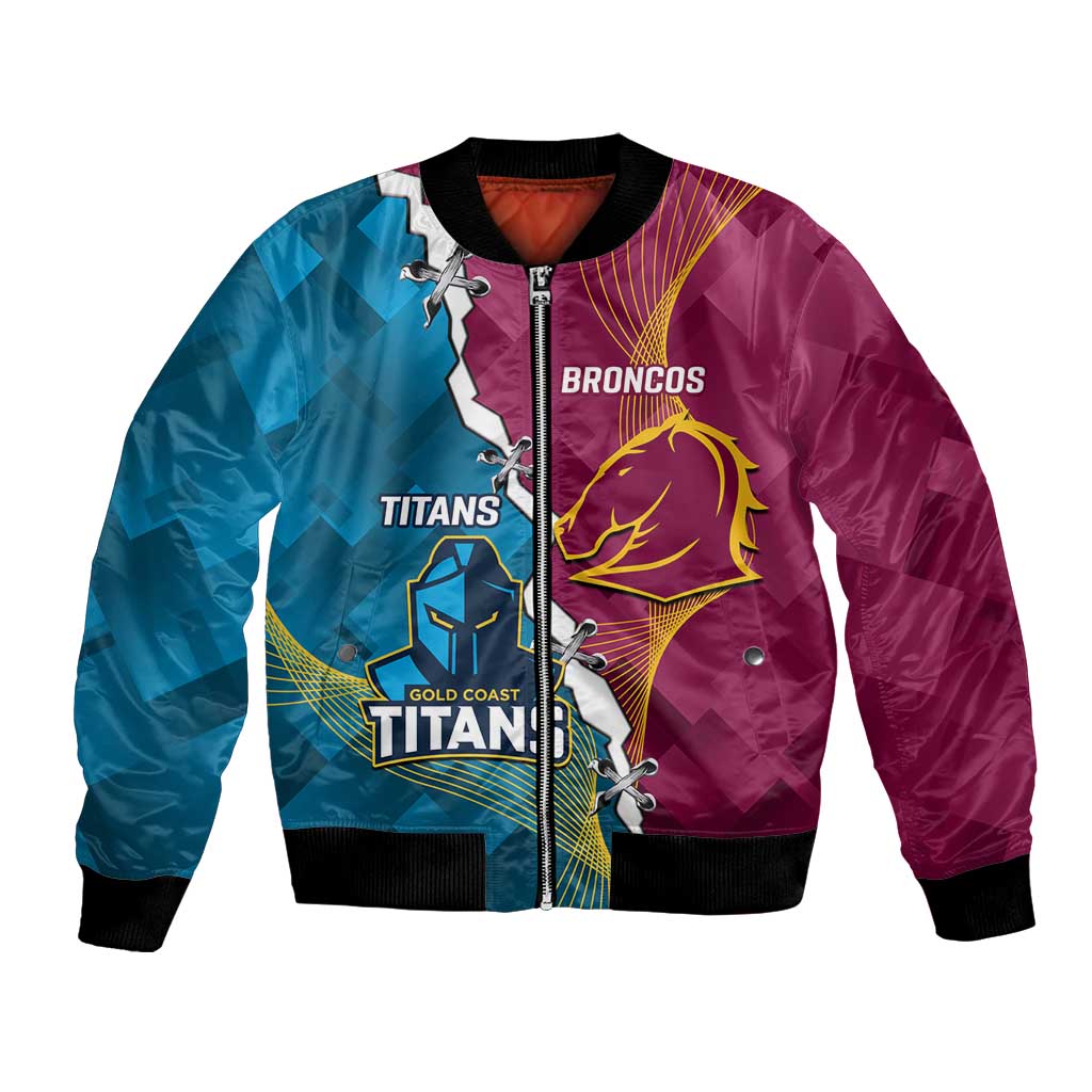 Custom Broncos And Titans Rugby 2024 Bomber Jacket Dynamic Style