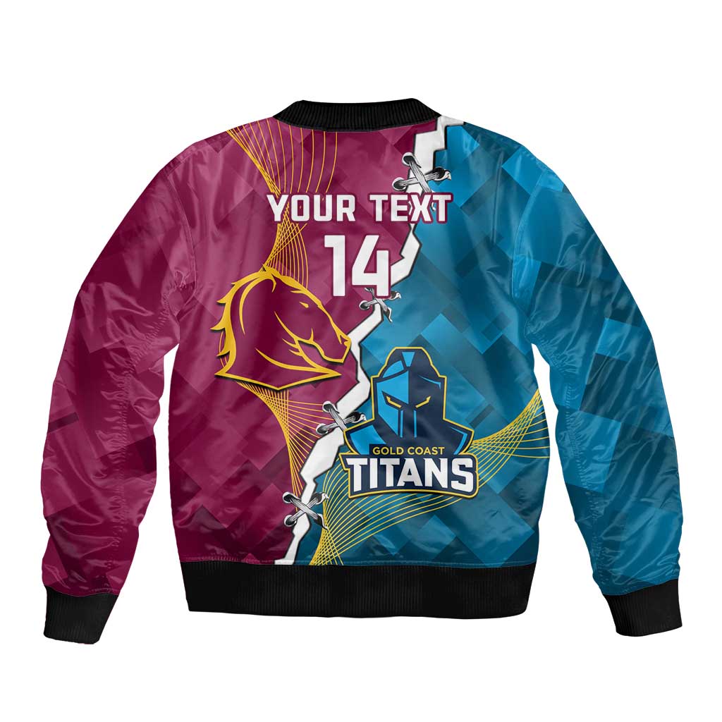 Custom Broncos And Titans Rugby 2024 Bomber Jacket Dynamic Style