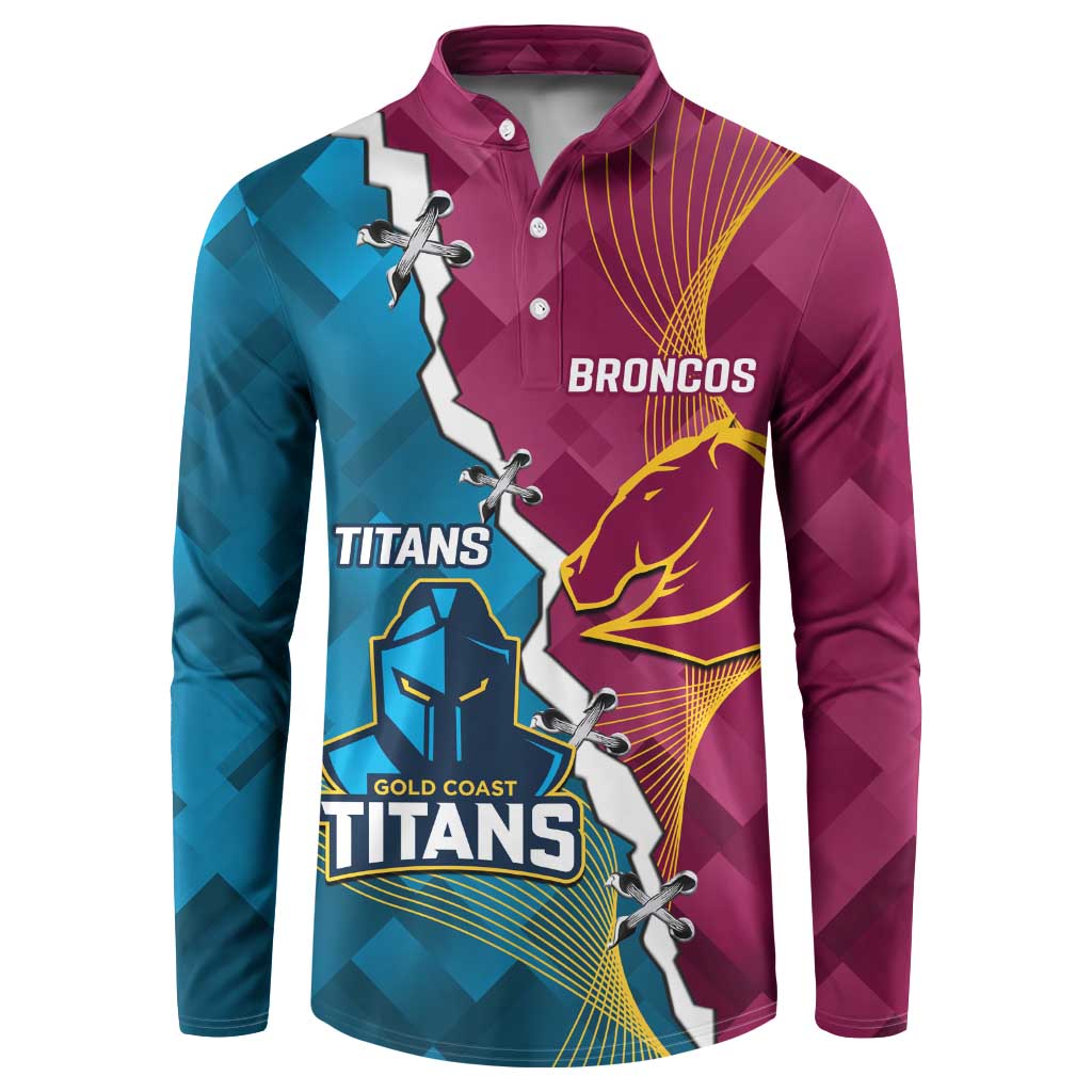 Custom Broncos And Titans Rugby 2024 Button Sweatshirt Dynamic Style
