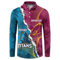 Custom Broncos And Titans Rugby 2024 Button Sweatshirt Dynamic Style