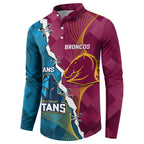 Custom Broncos And Titans Rugby 2024 Button Sweatshirt Dynamic Style
