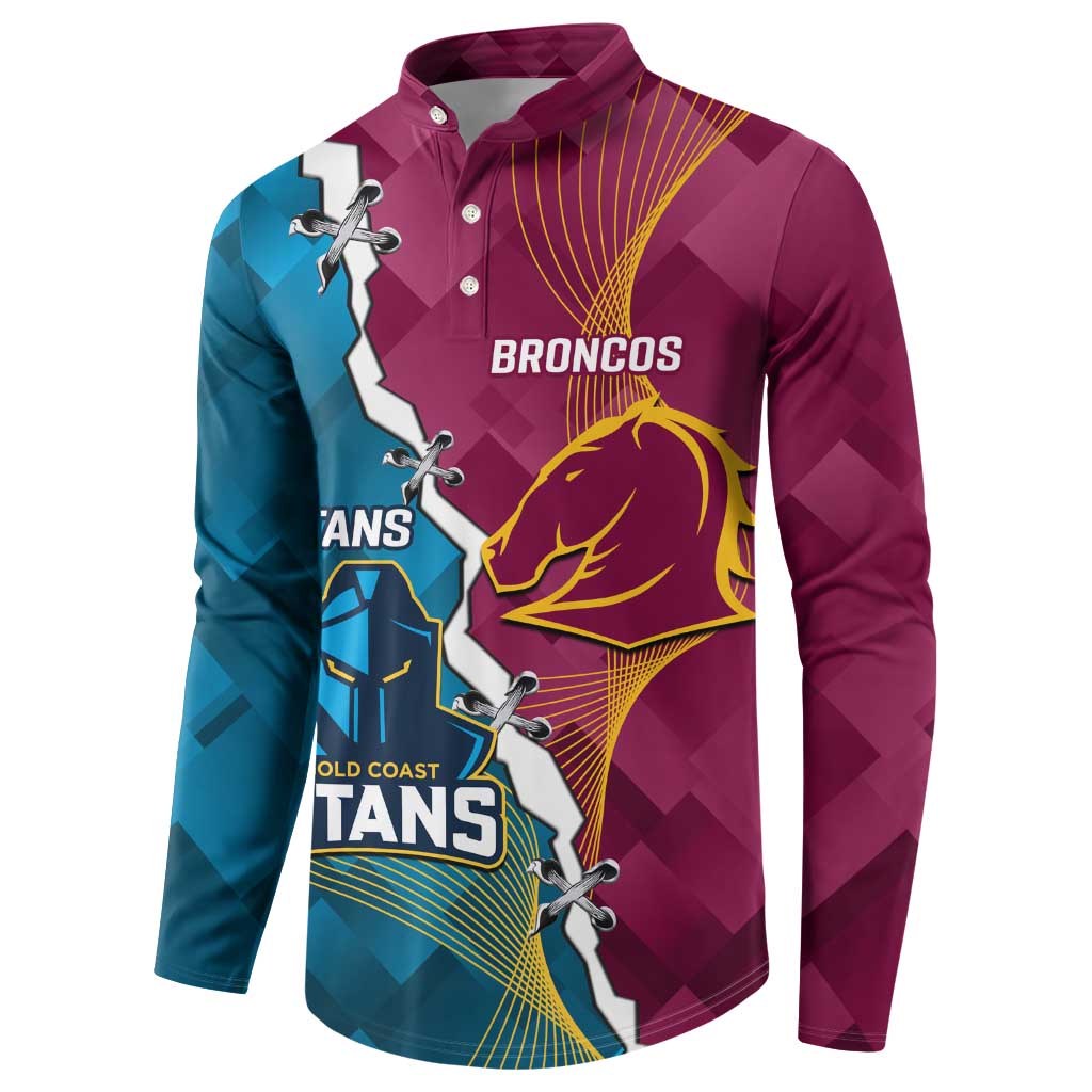 Custom Broncos And Titans Rugby 2024 Button Sweatshirt Dynamic Style
