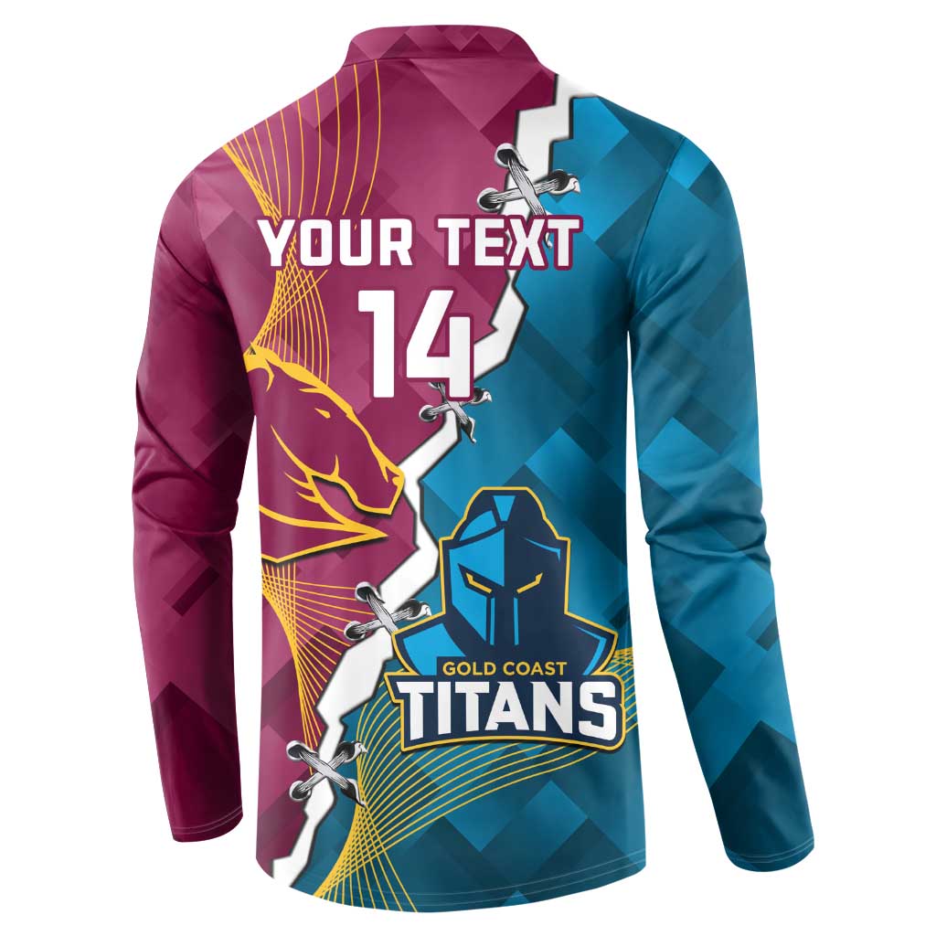 Custom Broncos And Titans Rugby 2024 Button Sweatshirt Dynamic Style