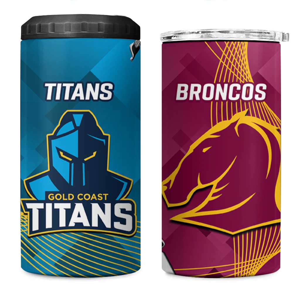 Broncos And Titans Rugby 2024 Can Cooler Tumbler Dynamic Style