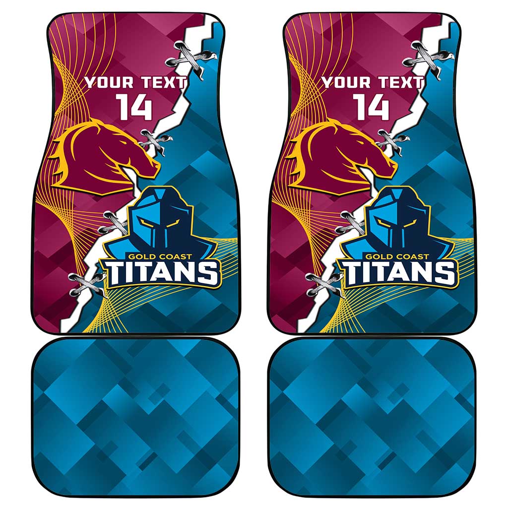 Custom Broncos And Titans Rugby 2024 Car Mats Dynamic Style
