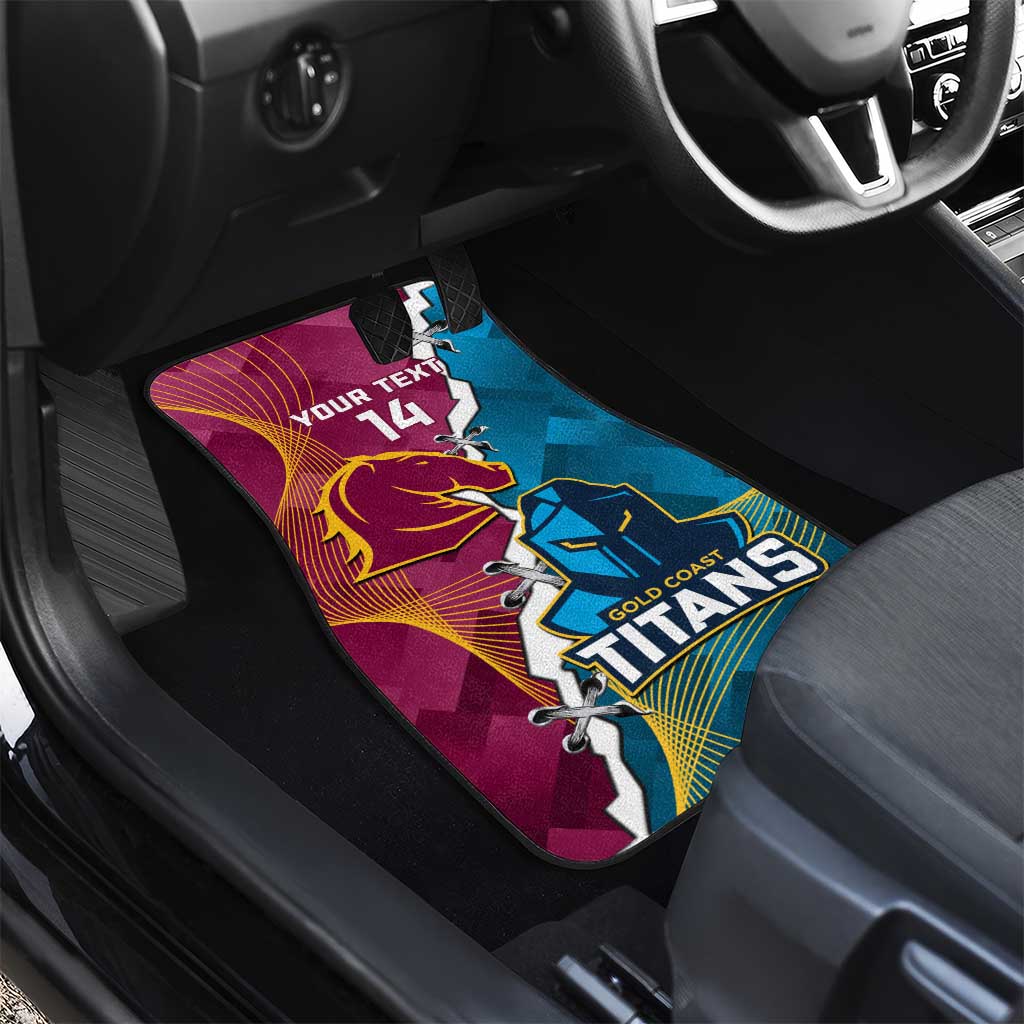 Custom Broncos And Titans Rugby 2024 Car Mats Dynamic Style