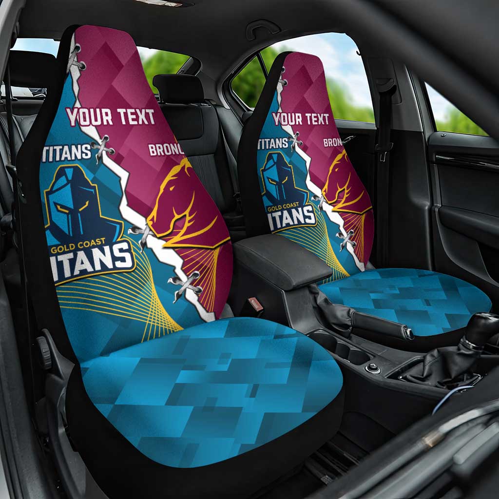 Custom Broncos And Titans Rugby 2024 Car Seat Cover Dynamic Style