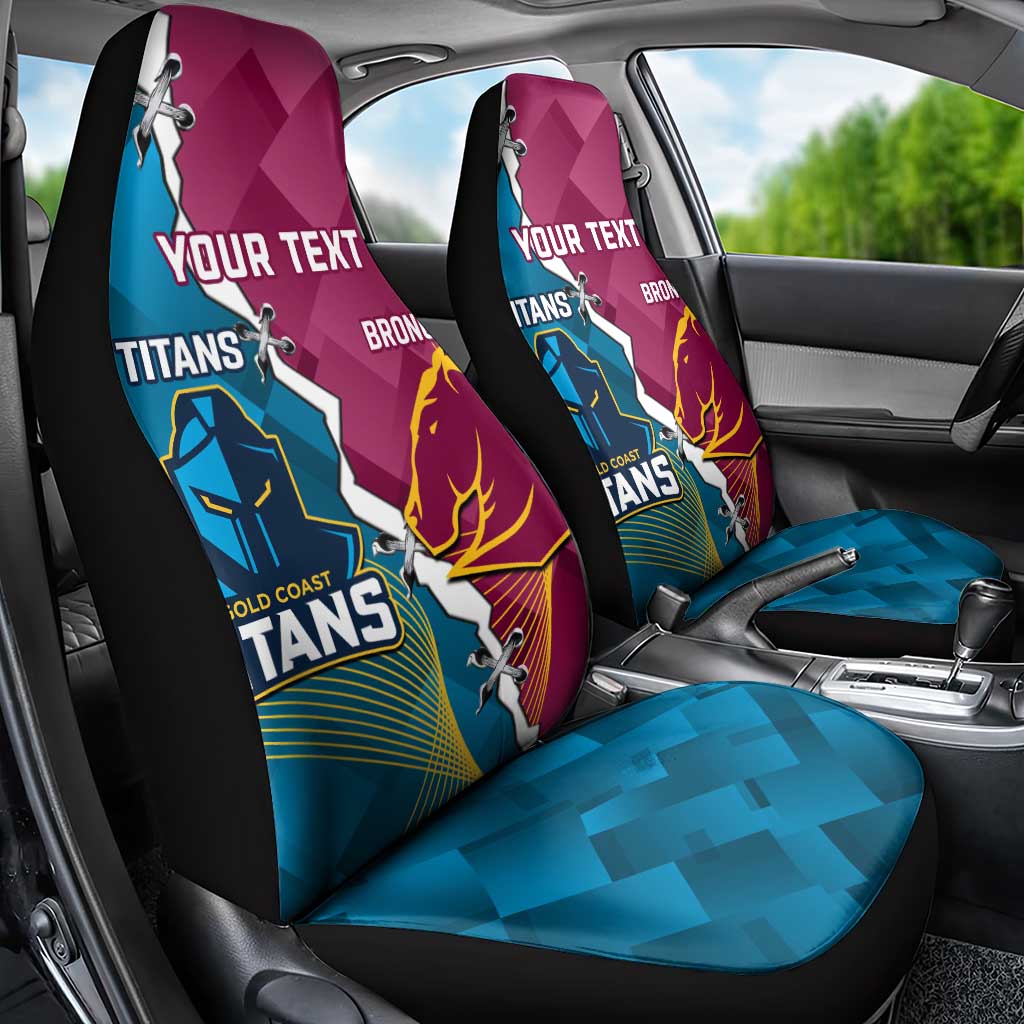 Custom Broncos And Titans Rugby 2024 Car Seat Cover Dynamic Style
