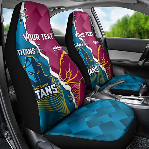 Custom Broncos And Titans Rugby 2024 Car Seat Cover Dynamic Style