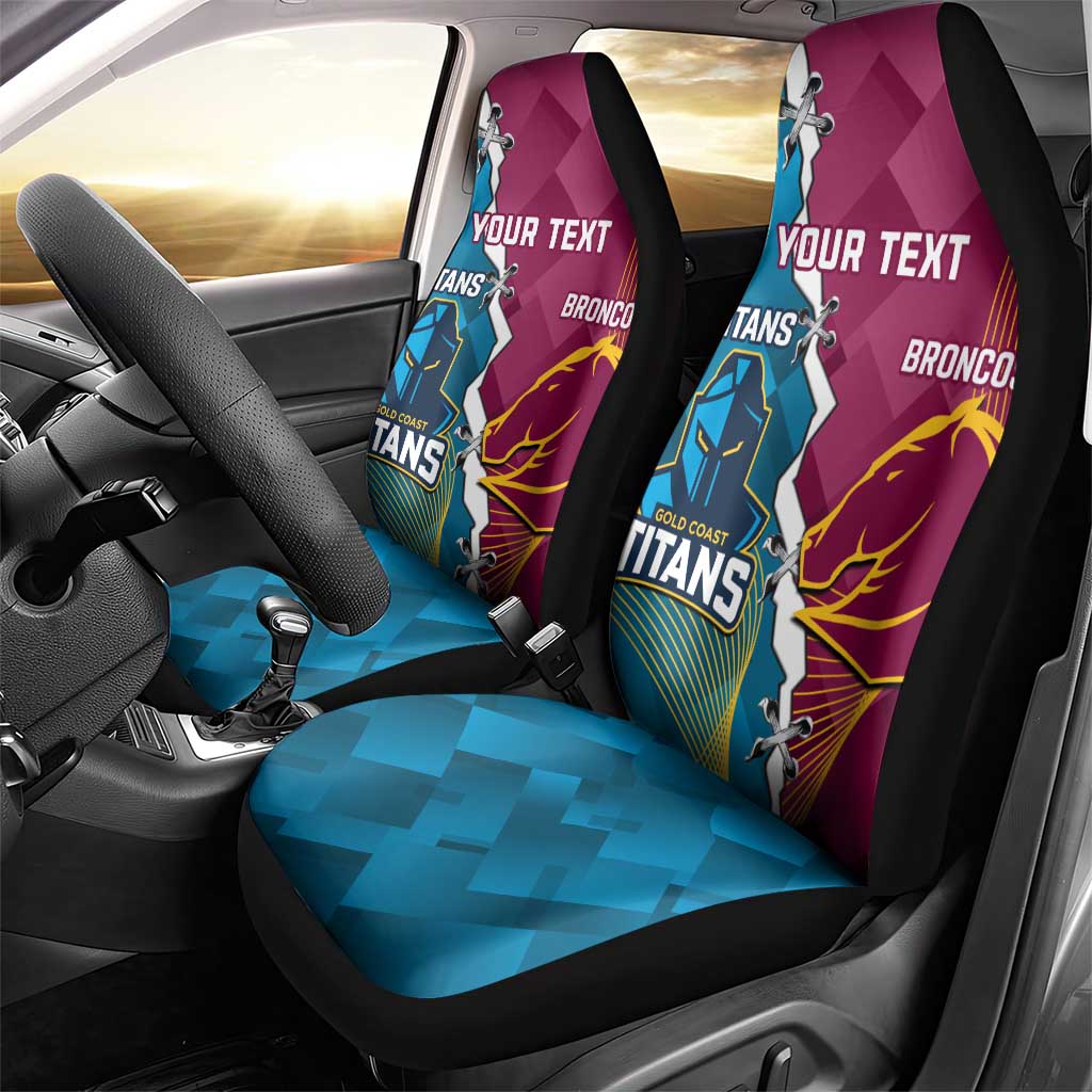 Custom Broncos And Titans Rugby 2024 Car Seat Cover Dynamic Style
