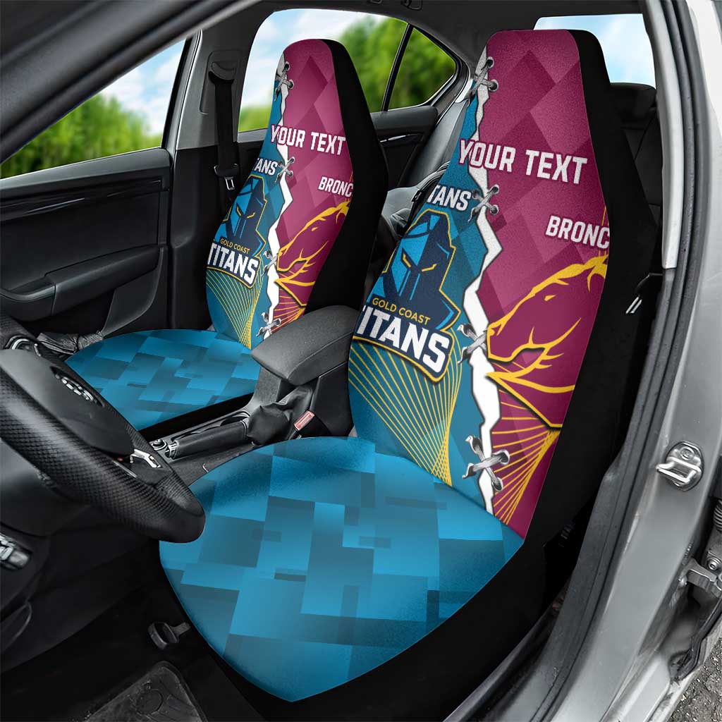 Custom Broncos And Titans Rugby 2024 Car Seat Cover Dynamic Style