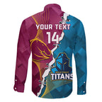 Custom Broncos And Titans Rugby 2024 Family Matching Long Sleeve Bodycon Dress and Hawaiian Shirt Dynamic Style