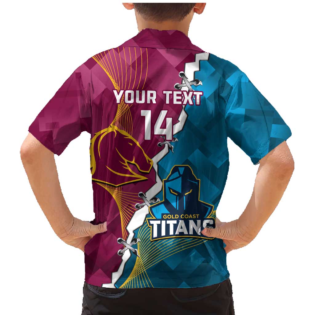 Custom Broncos And Titans Rugby 2024 Family Matching Mermaid Dress and Hawaiian Shirt Dynamic Style