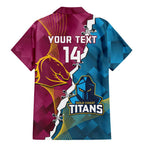 Custom Broncos And Titans Rugby 2024 Family Matching Mermaid Dress and Hawaiian Shirt Dynamic Style