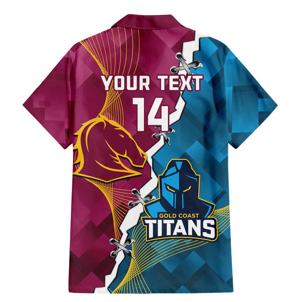 Custom Broncos And Titans Rugby 2024 Family Matching Mermaid Dress and Hawaiian Shirt Dynamic Style