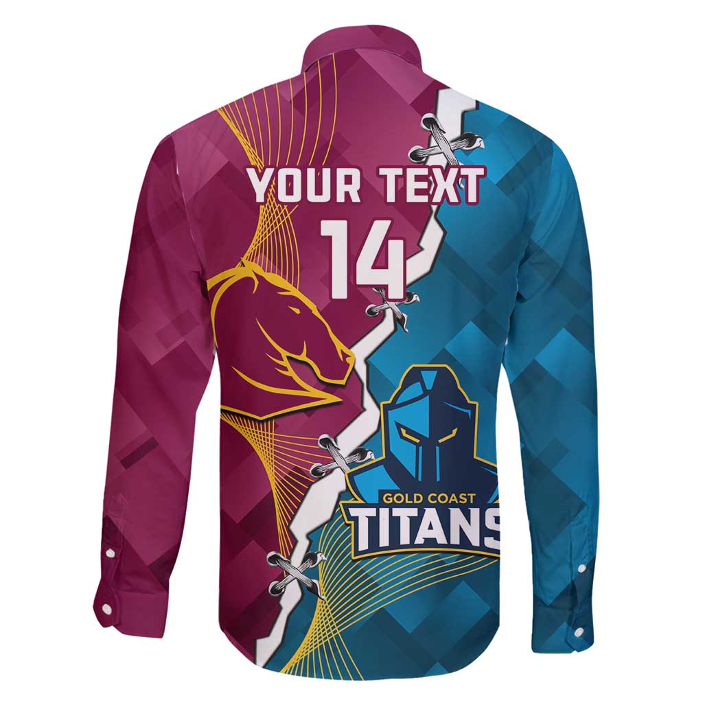 Custom Broncos And Titans Rugby 2024 Family Matching Mermaid Dress and Hawaiian Shirt Dynamic Style