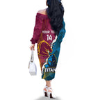 Custom Broncos And Titans Rugby 2024 Family Matching Off The Shoulder Long Sleeve Dress and Hawaiian Shirt Dynamic Style