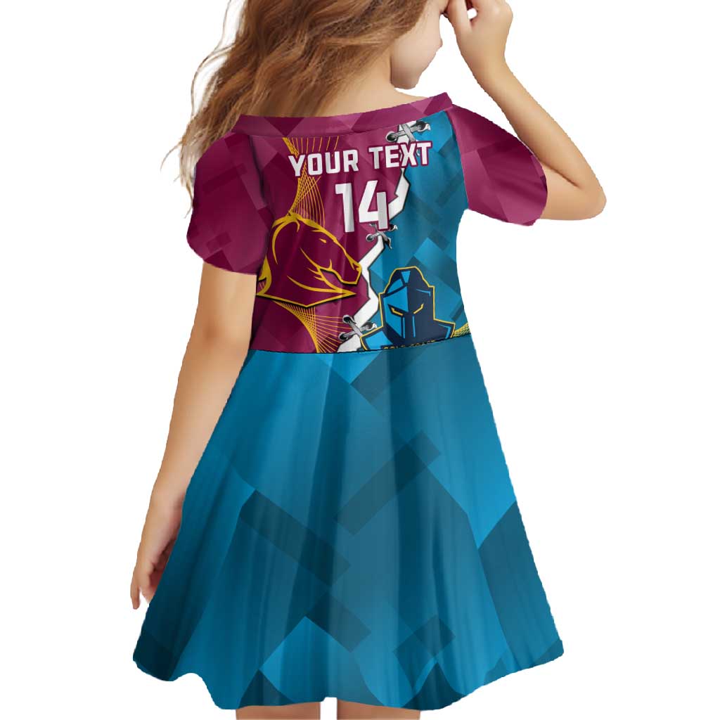 Custom Broncos And Titans Rugby 2024 Family Matching Off Shoulder Maxi Dress and Hawaiian Shirt Dynamic Style