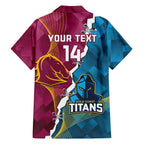 Custom Broncos And Titans Rugby 2024 Family Matching Off Shoulder Maxi Dress and Hawaiian Shirt Dynamic Style