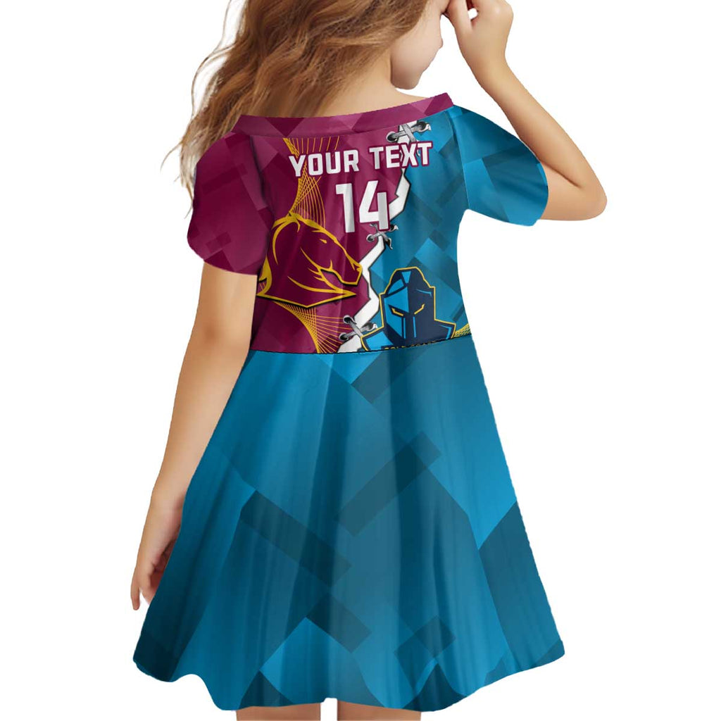 Custom Broncos And Titans Rugby 2024 Family Matching Off Shoulder Short Dress and Hawaiian Shirt Dynamic Style