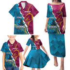 Custom Broncos And Titans Rugby 2024 Family Matching Puletasi and Hawaiian Shirt Dynamic Style