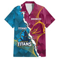 Custom Broncos And Titans Rugby 2024 Family Matching Puletasi and Hawaiian Shirt Dynamic Style