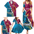 Custom Broncos And Titans Rugby 2024 Family Matching Summer Maxi Dress and Hawaiian Shirt Dynamic Style
