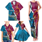 Custom Broncos And Titans Rugby 2024 Family Matching Tank Maxi Dress and Hawaiian Shirt Dynamic Style