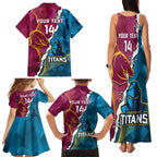 Custom Broncos And Titans Rugby 2024 Family Matching Tank Maxi Dress and Hawaiian Shirt Dynamic Style