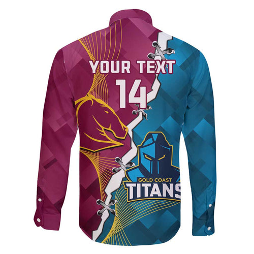 Custom Broncos And Titans Rugby 2024 Family Matching Tank Maxi Dress and Hawaiian Shirt Dynamic Style