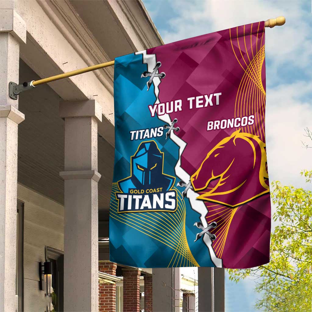 Custom Broncos And Titans Rugby 2024 Garden Flag Dynamic Style