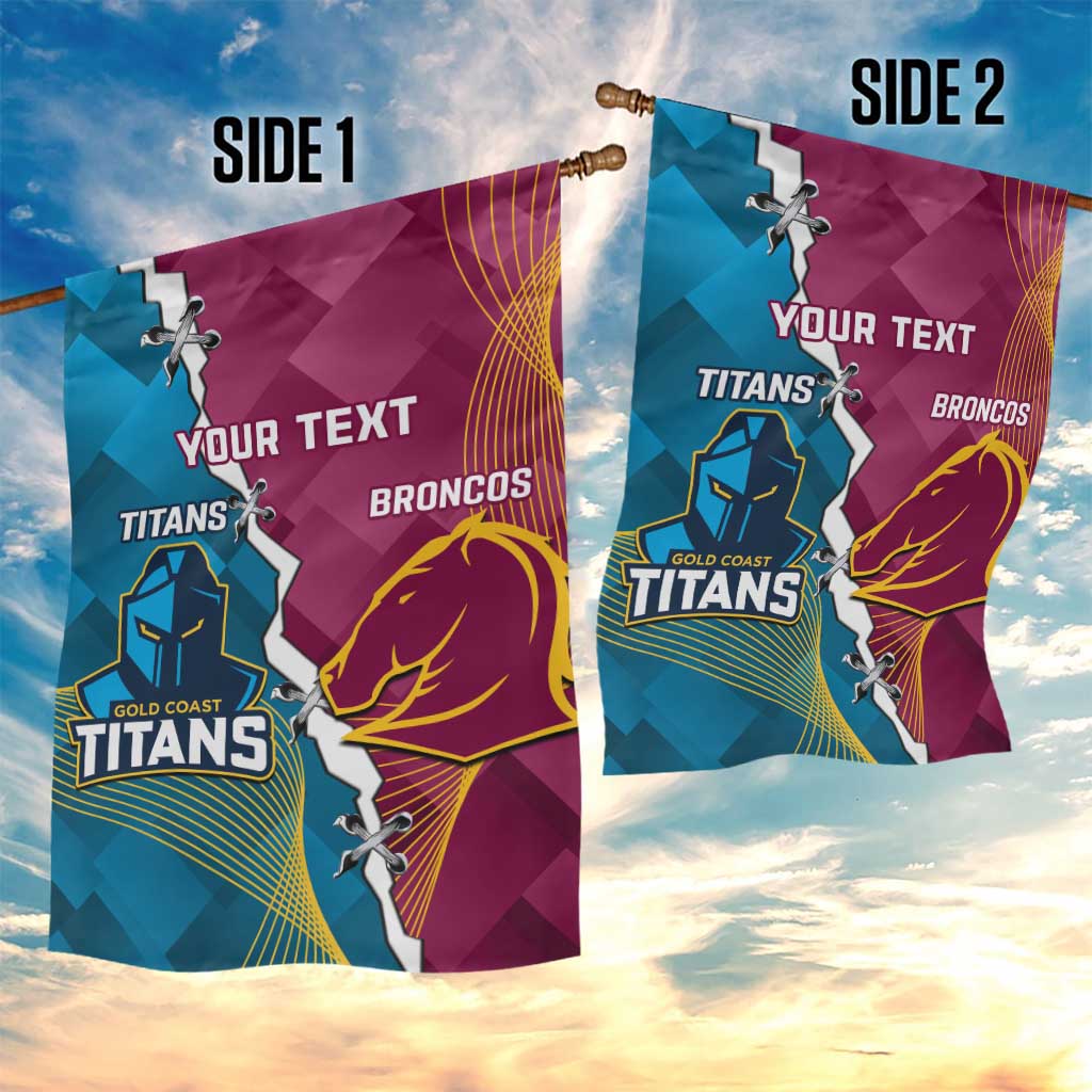 Custom Broncos And Titans Rugby 2024 Garden Flag Dynamic Style