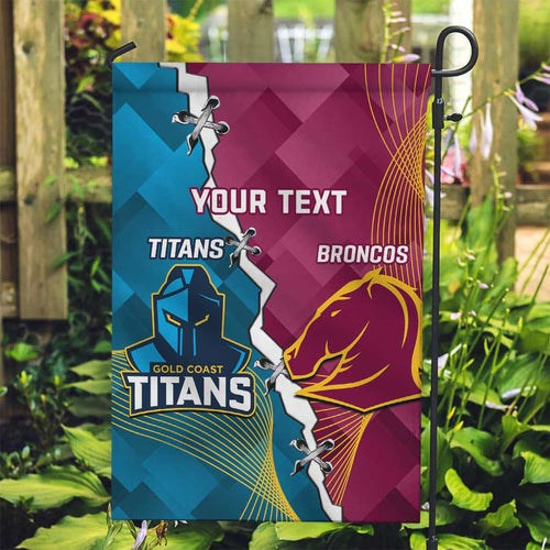 Custom Broncos And Titans Rugby 2024 Garden Flag Dynamic Style
