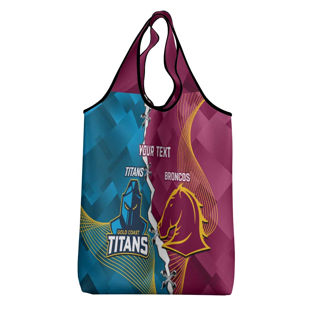 Custom Broncos And Titans Rugby 2024 Grocery Bag Dynamic Style