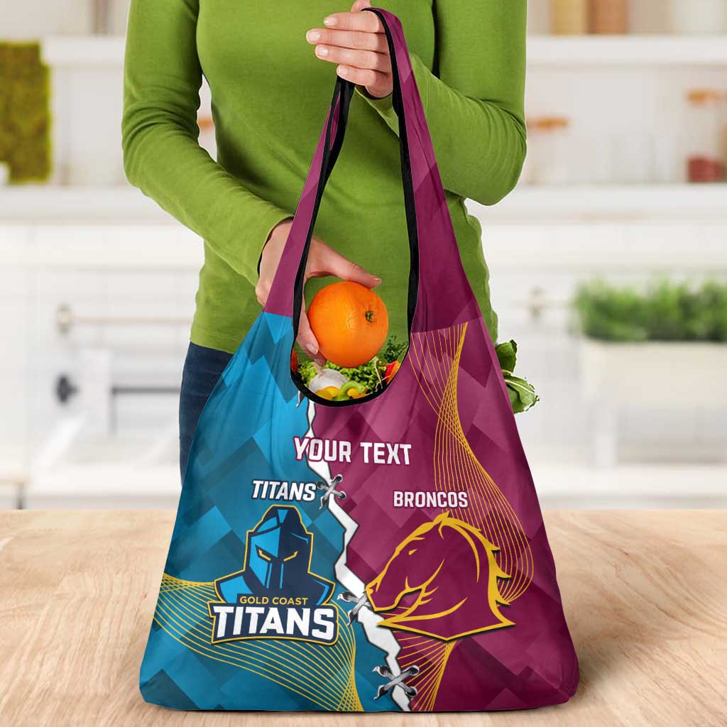 Custom Broncos And Titans Rugby 2024 Grocery Bag Dynamic Style
