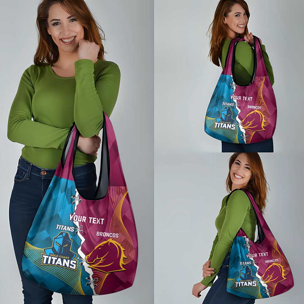 Custom Broncos And Titans Rugby 2024 Grocery Bag Dynamic Style
