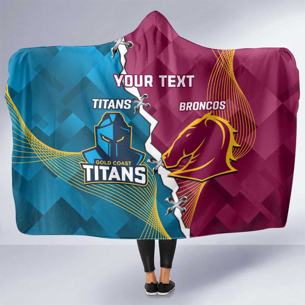 Custom Broncos And Titans Rugby 2024 Hooded Blanket Dynamic Style
