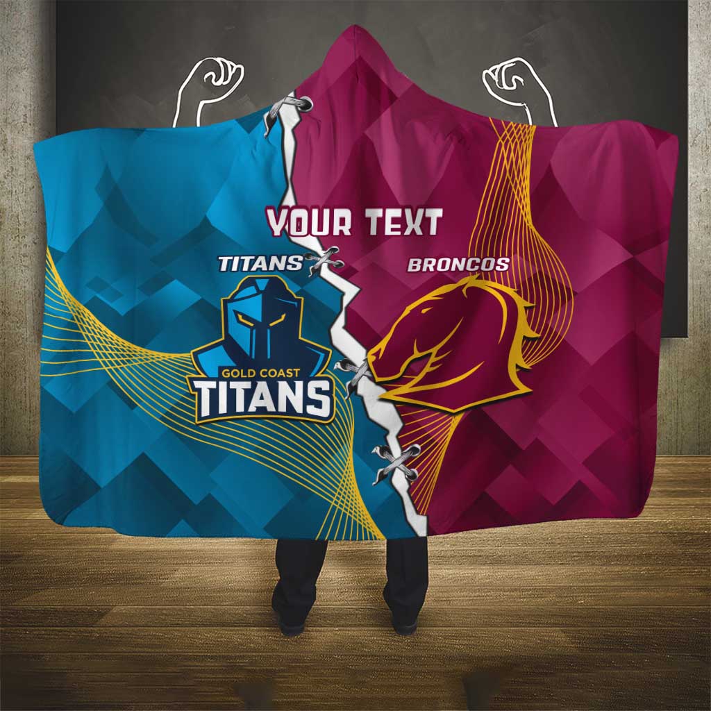 Custom Broncos And Titans Rugby 2024 Hooded Blanket Dynamic Style