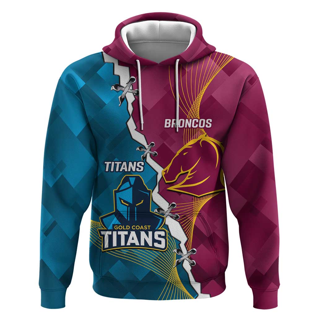 Custom Broncos And Titans Rugby 2024 Hoodie Dynamic Style