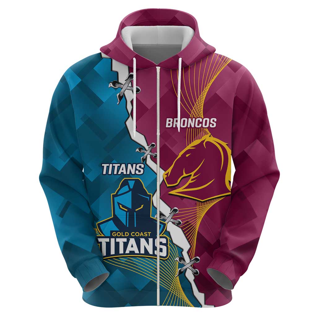 Custom Broncos And Titans Rugby 2024 Hoodie Dynamic Style