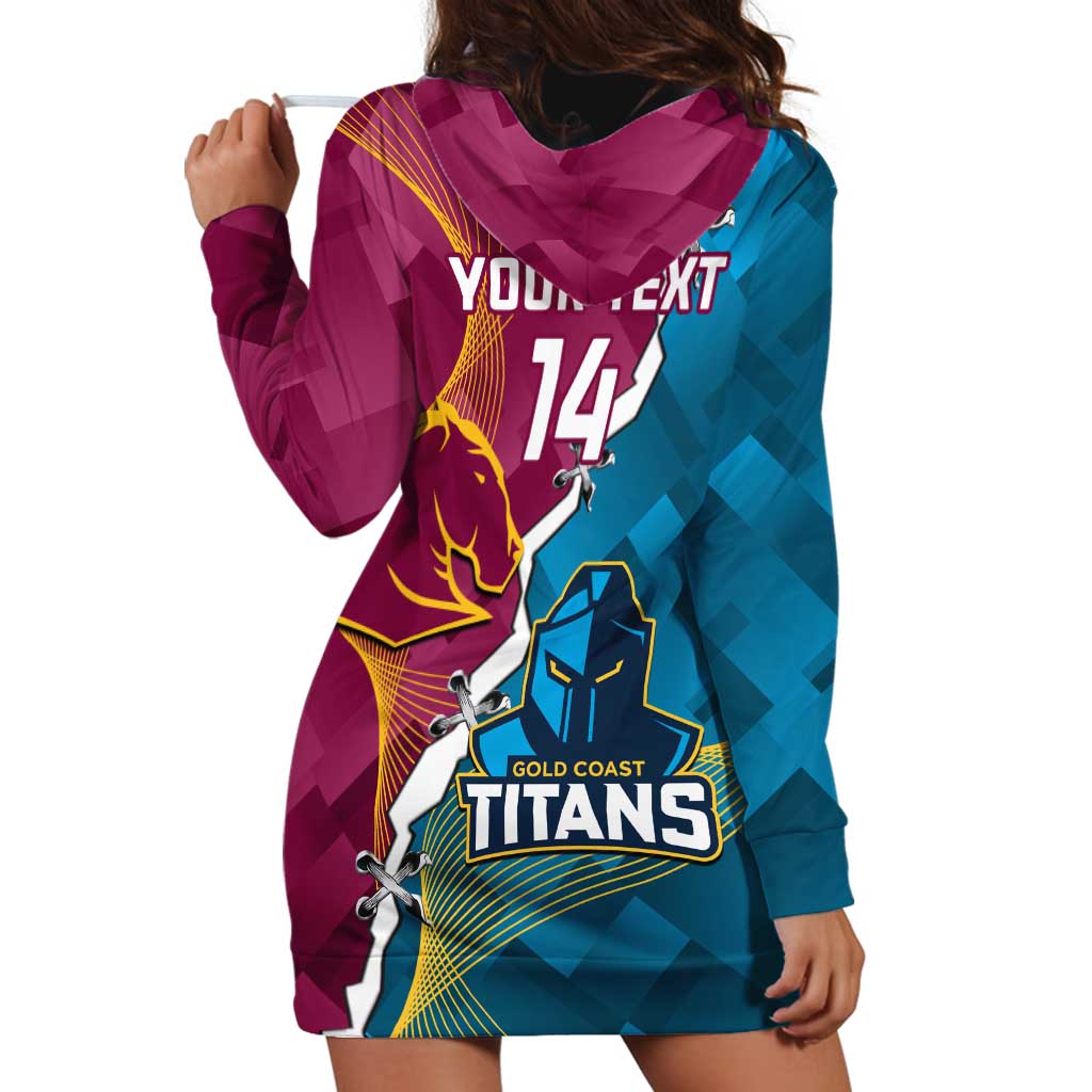Custom Broncos And Titans Rugby 2024 Hoodie Dress Dynamic Style