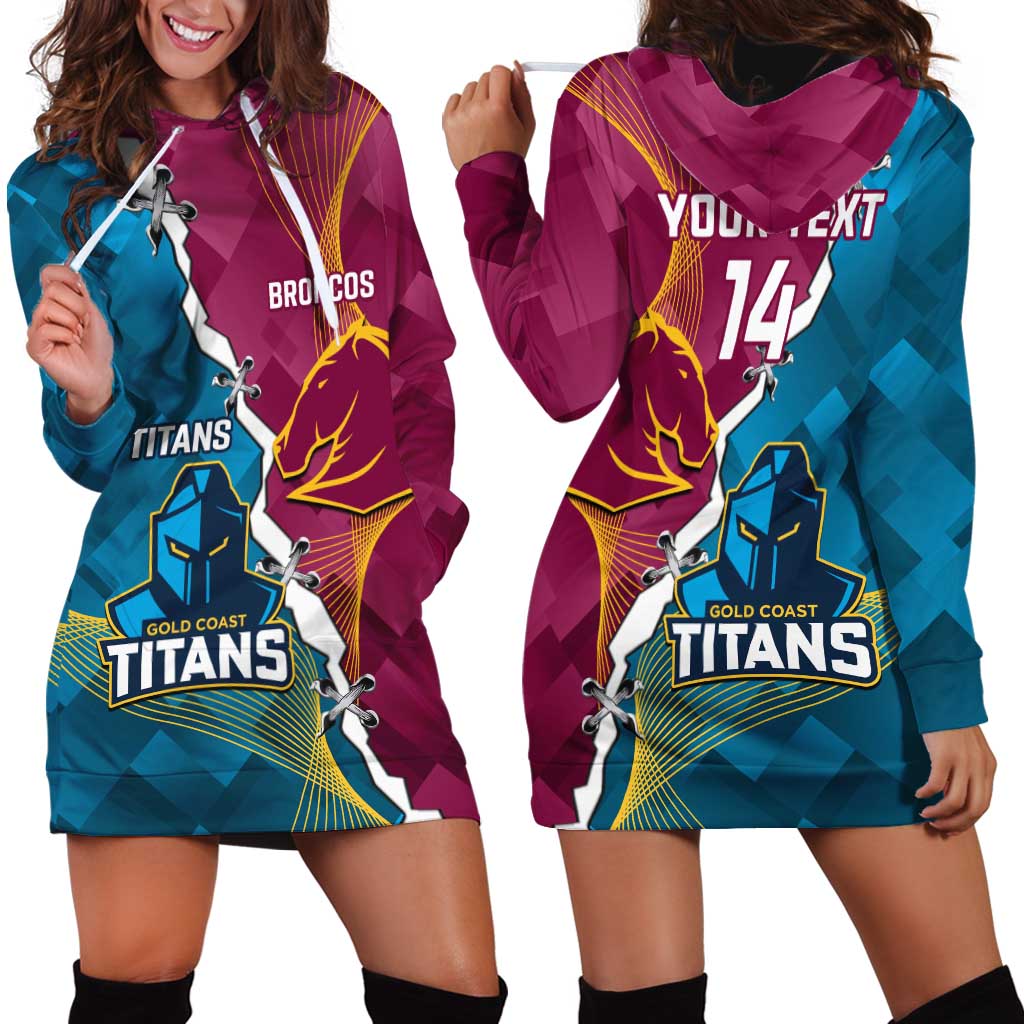 Custom Broncos And Titans Rugby 2024 Hoodie Dress Dynamic Style