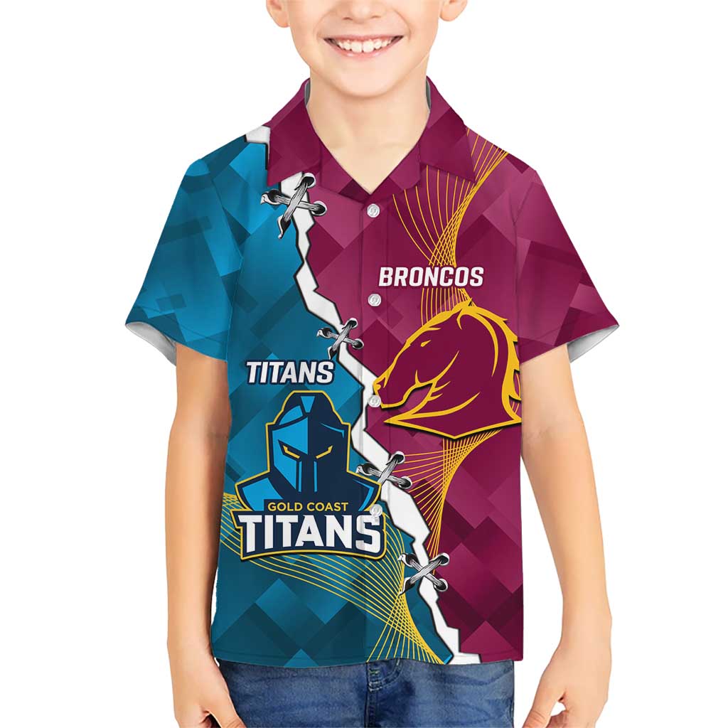 Custom Broncos And Titans Rugby 2024 Kid Hawaiian Shirt Dynamic Style