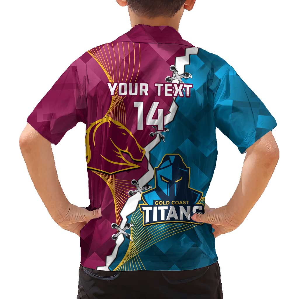 Custom Broncos And Titans Rugby 2024 Kid Hawaiian Shirt Dynamic Style