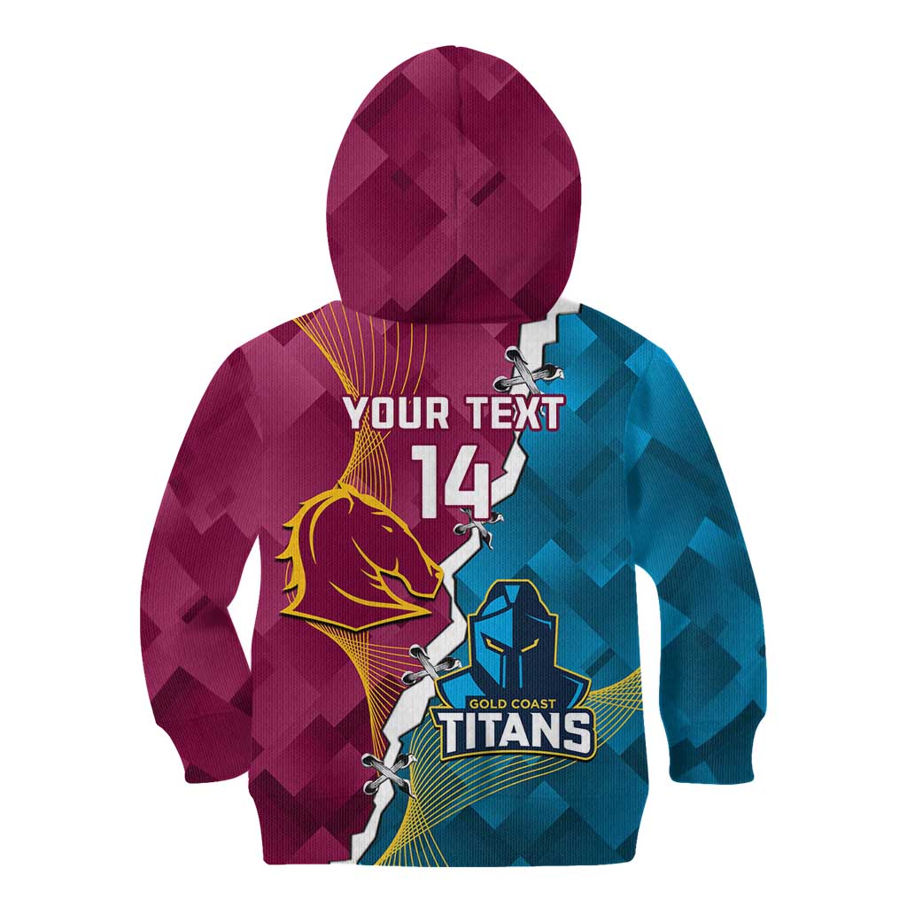 Custom Broncos And Titans Rugby 2024 Kid Hoodie Dynamic Style