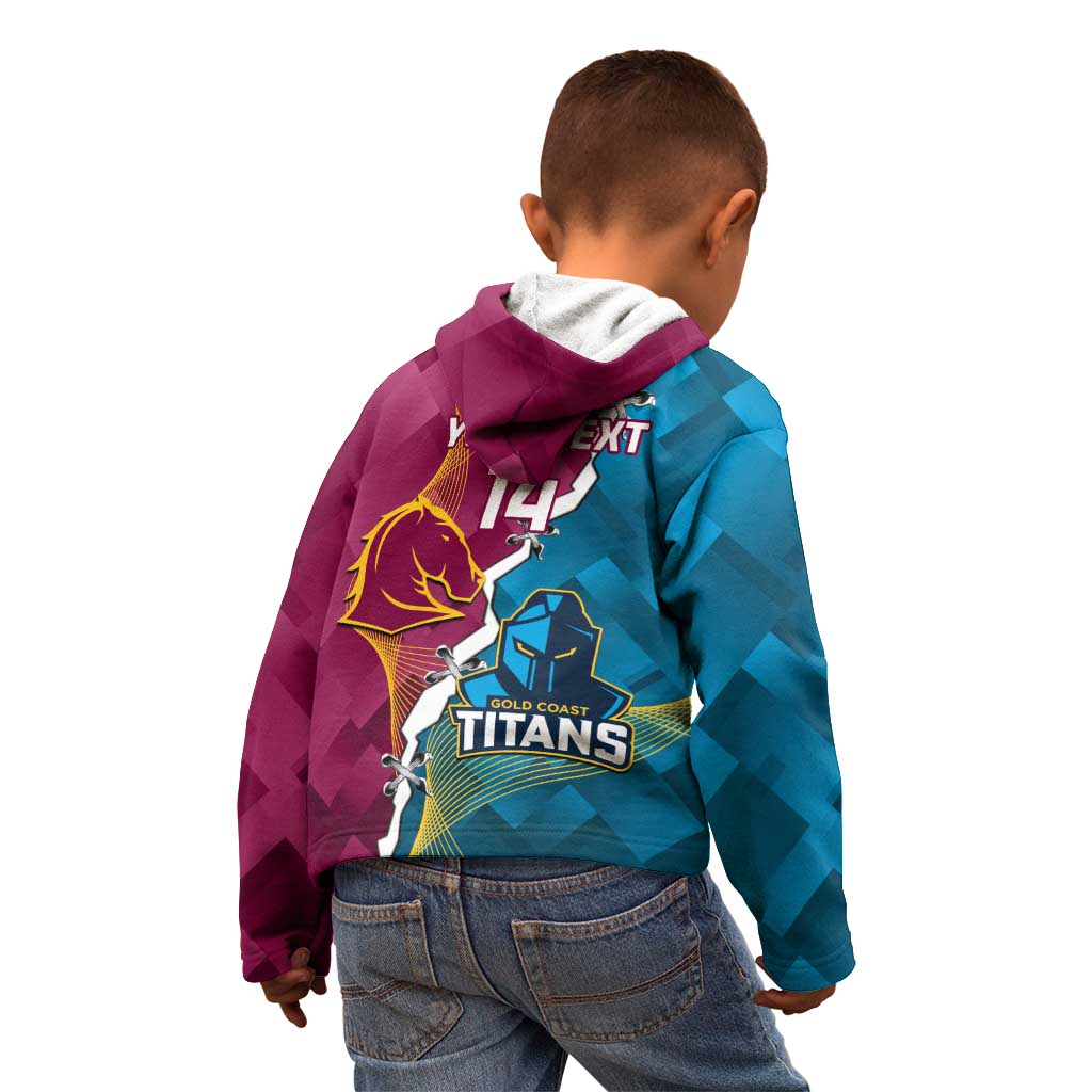 Custom Broncos And Titans Rugby 2024 Kid Hoodie Dynamic Style