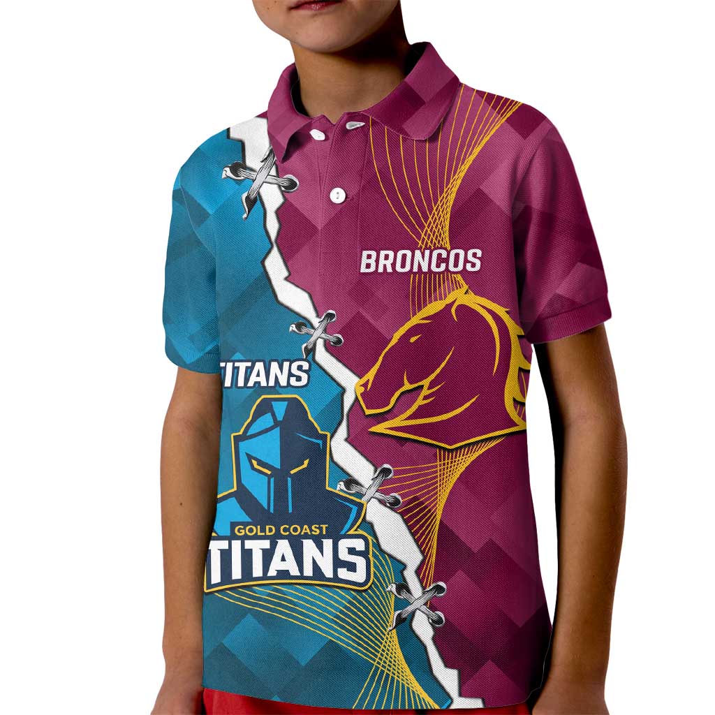 Custom Broncos And Titans Rugby 2024 Kid Polo Shirt Dynamic Style